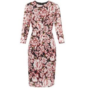 Whistles Floral Midi Dress - Red and Black